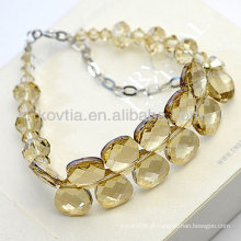 Braceletes de cristal austríacos luxuosos braceletes de cristal amarelos naturais